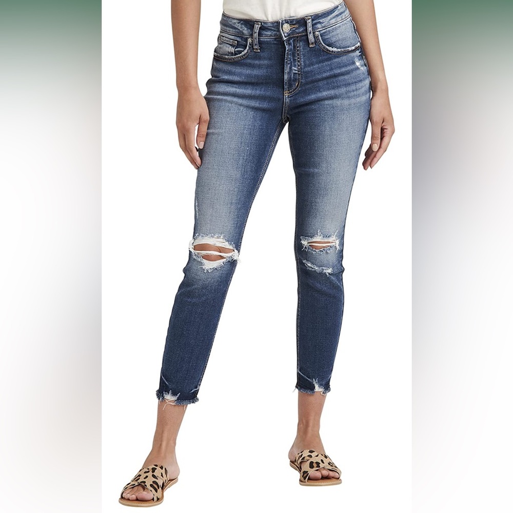 Silver Avery High Rise Skinny Crop Jeans